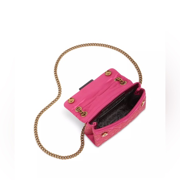 NWT Kurt Geiger London Bright Pink Mini Embellished Satin Crossbody Bag - Picture 7 of 8